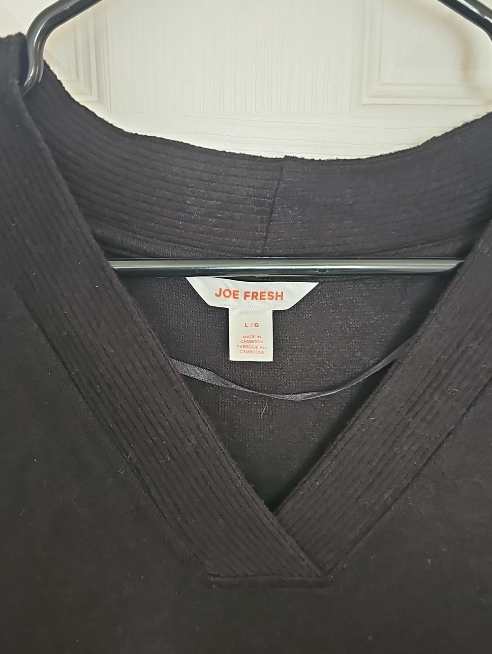 Joe Fresh Black Ribbed V-Neck Top - Picture 8 of 8